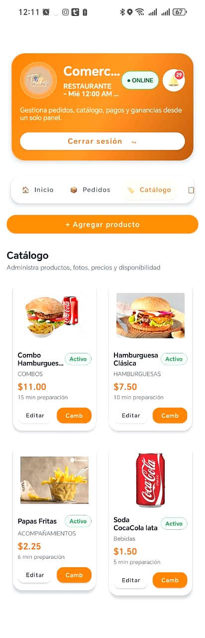 Catálogo del comercio en ShipXpress
